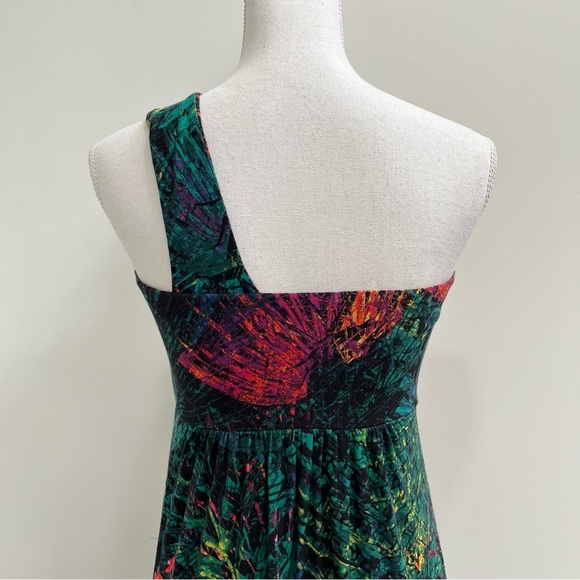 Soma one shoulder halter maxi dress soft jersey stretch tropical print small - Picture 5 of 11